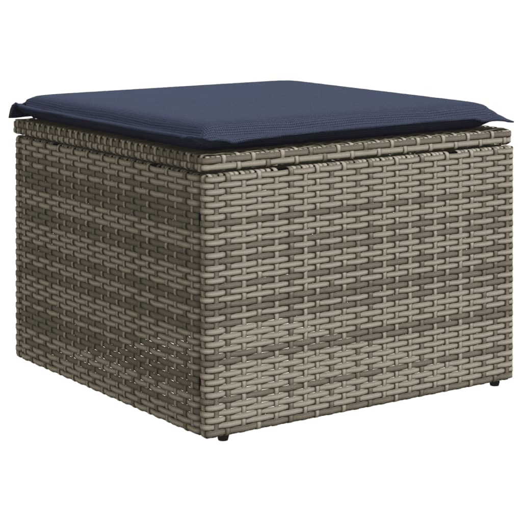 havesofasæt med 6 dele og hynder grå polyrattan