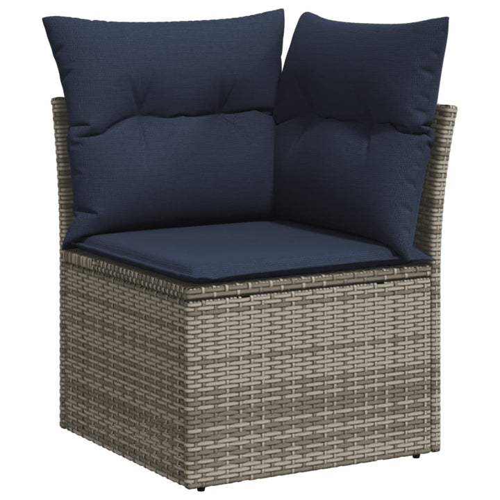 havesofasæt med 7 dele og hynder grå polyrattan