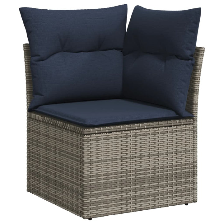 havesofasæt med 7 dele og hynder grå polyrattan