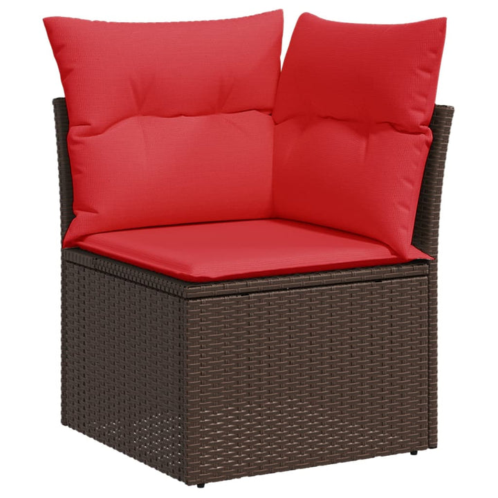 havesofasæt med 7 hynder brun polyrattan