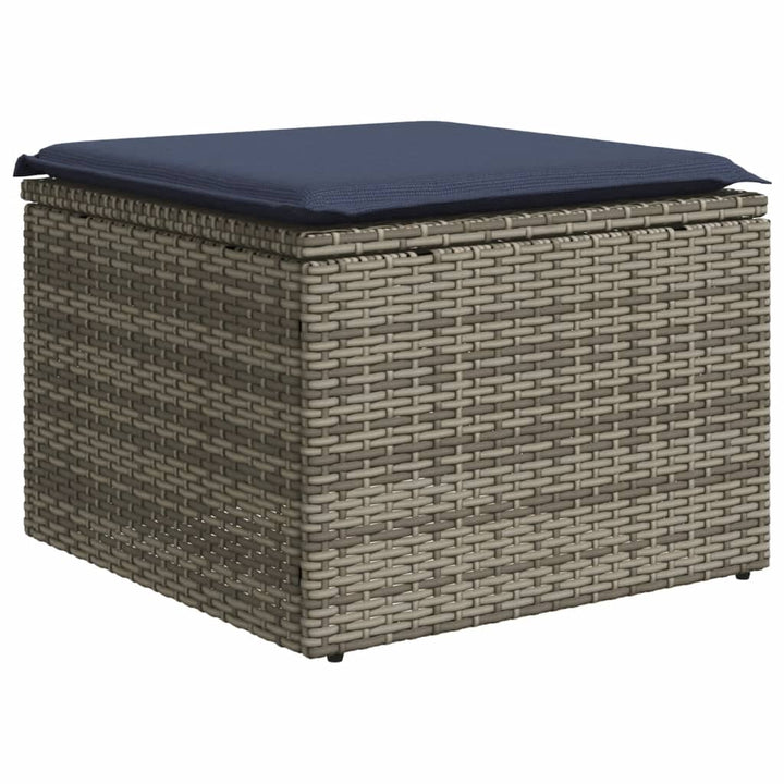 havesofasæt med 8 hynder grå polyrattan