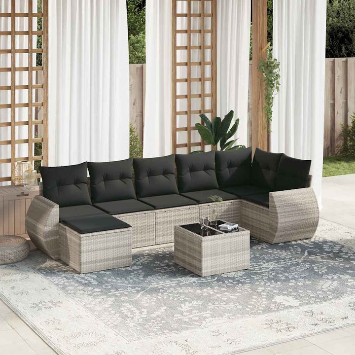 sofasæt til haven 8 dele med hynder polyrattan lysegrå