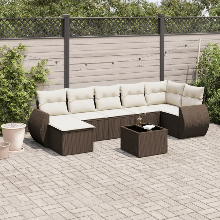 sofasæt til haven 8 dele med hynder polyrattan brun