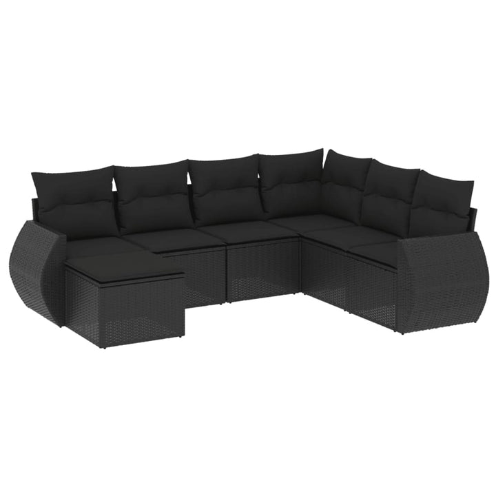 sofasæt til haven 7 dele med hynder polyrattan sort