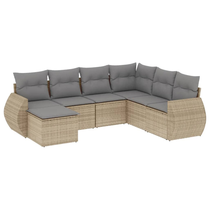 sofasæt til haven 7 dele med hynder polyrattan beige