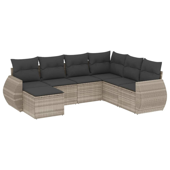 sofasæt til haven 7 dele med hynder polyrattan lysegrå