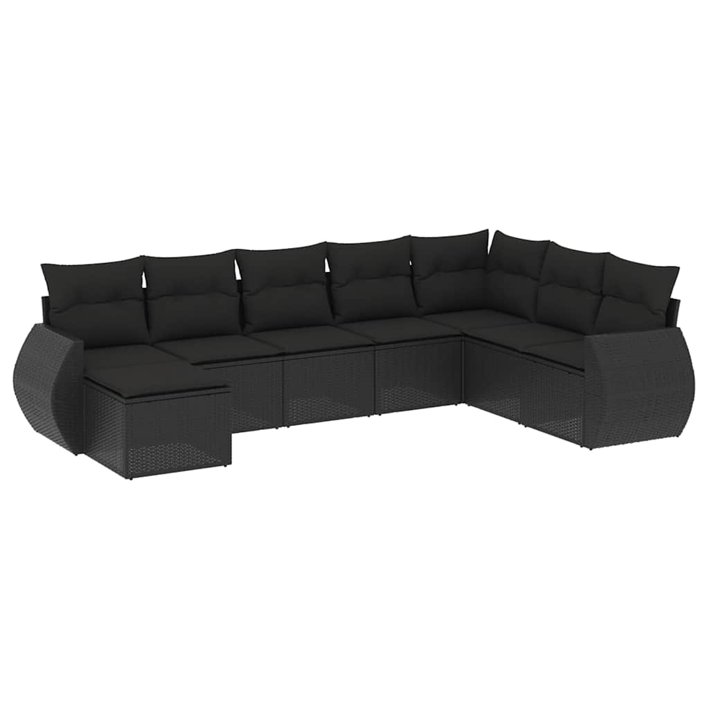 sofasæt til haven 8 dele med hynder polyrattan sort