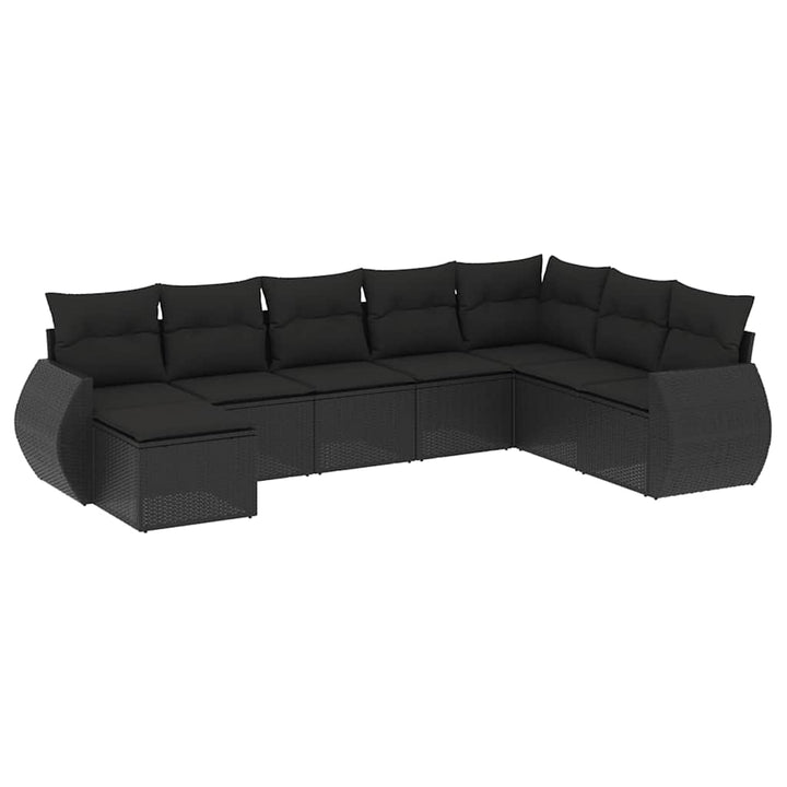 sofasæt til haven 8 dele med hynder polyrattan sort