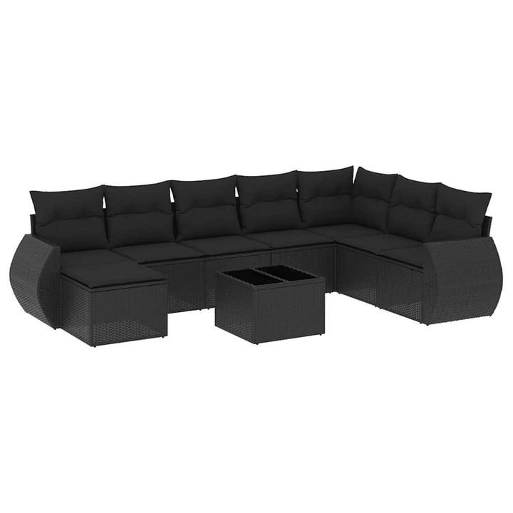 sofasæt til haven 9 dele med hynder polyrattan sort