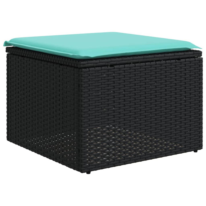 havesofasæt med 9 dele og hynder sort polyrattan