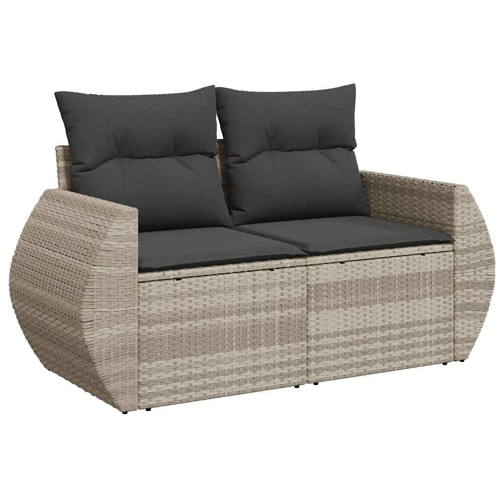 sofasæt til haven 9 dele med hynder polyrattan lysegrå
