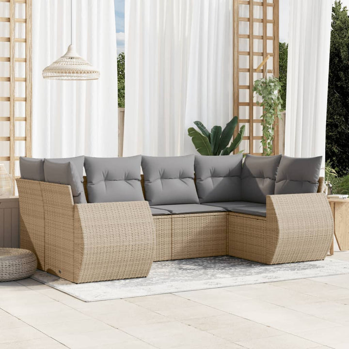 sofasæt til haven 6 dele med hynder polyrattan beige