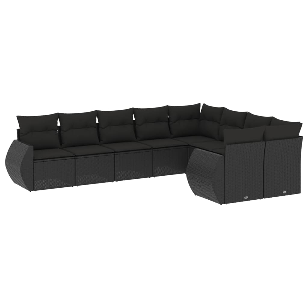 sofasæt til haven 9 dele med hynder polyrattan sort