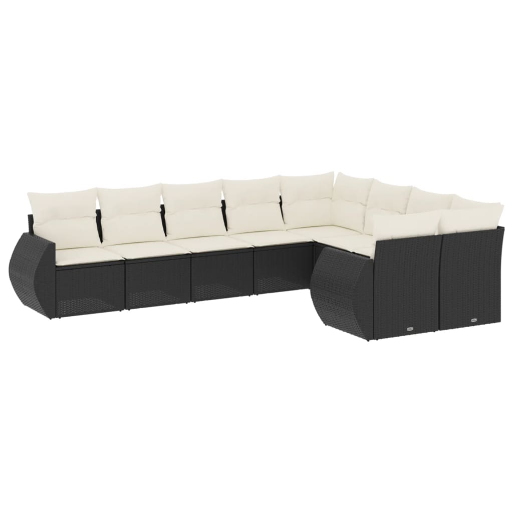 sofasæt til haven 9 dele med hynder polyrattan sort