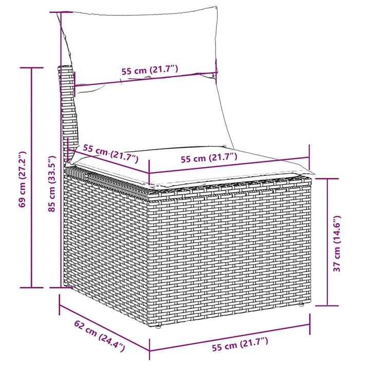 sofasæt til haven 10 dele med hynder polyrattan lysegrå