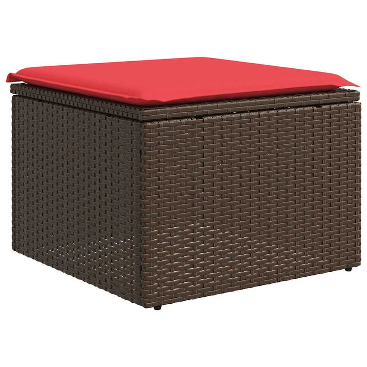 havesofasæt med 10 hynder brun polyrattan