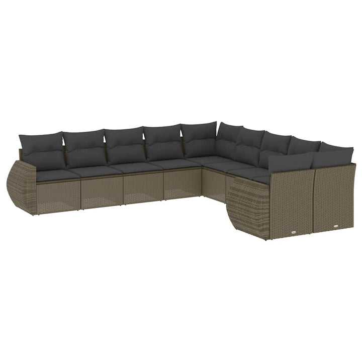 sofasæt til haven 10 dele med hynder polyrattan lysegrå