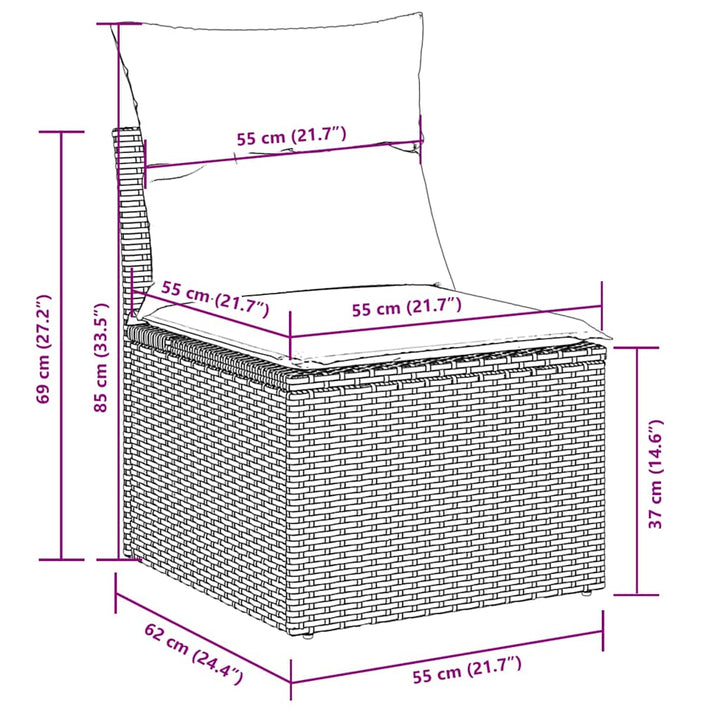 sofasæt til haven 10 dele med hynder polyrattan lysegrå
