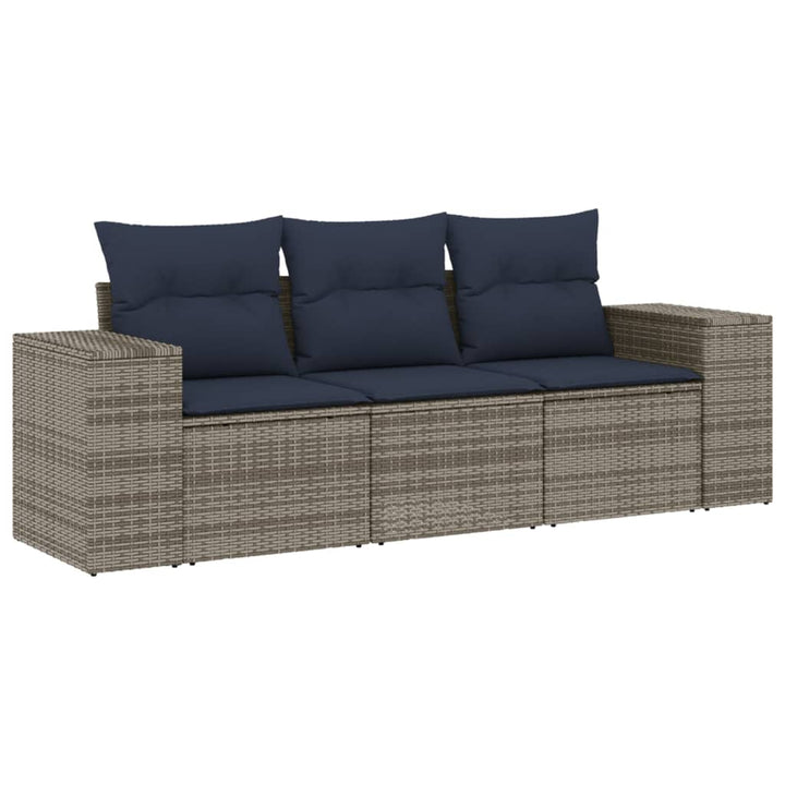 havesofasæt 3 dele med hynder grå polyrattan