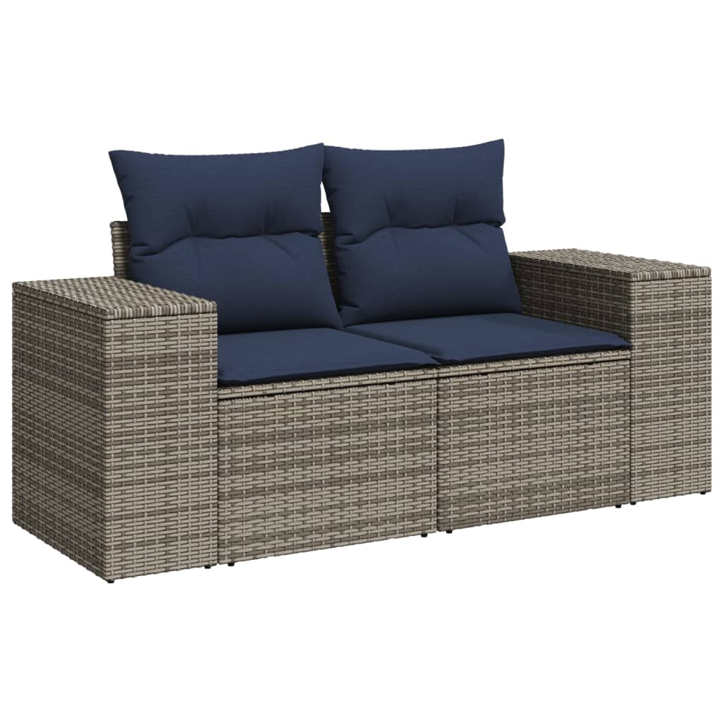havesofasæt 3 dele med hynder grå polyrattan