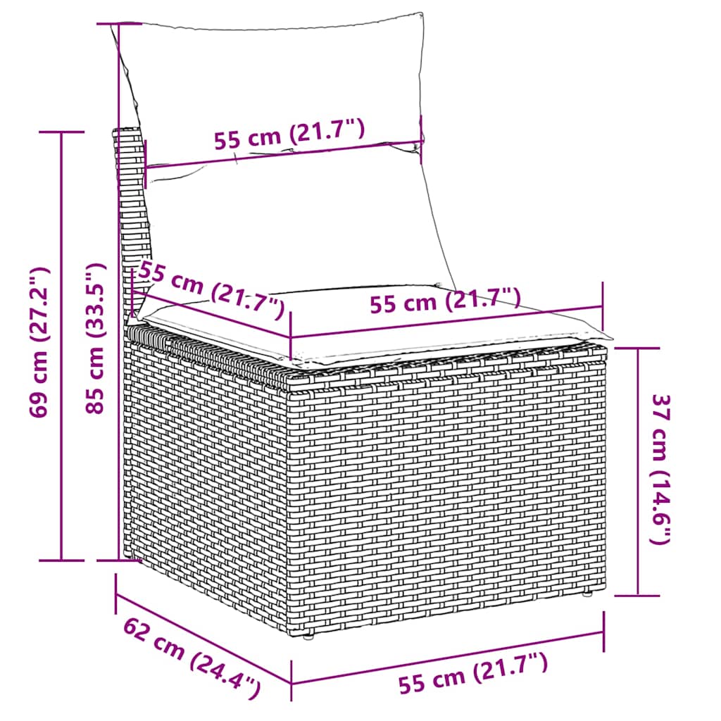 sofasæt til haven 3 dele med hynder polyrattan lysegrå