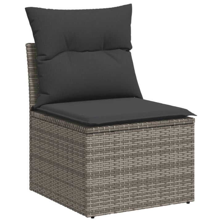 havesofasæt med 4 dele og hynder grå polyrattan