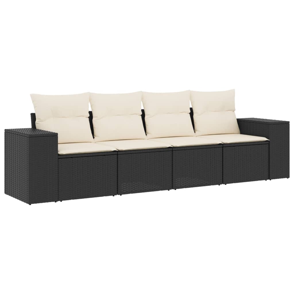 sofasæt til haven 4 dele med hynder polyrattan sort