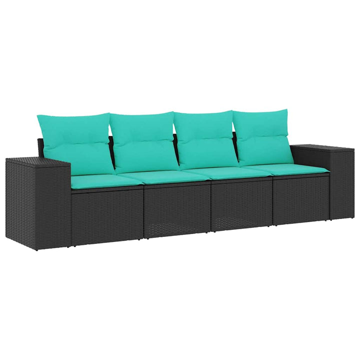 havesofasæt med 4 dele og hynder sort polyrattan