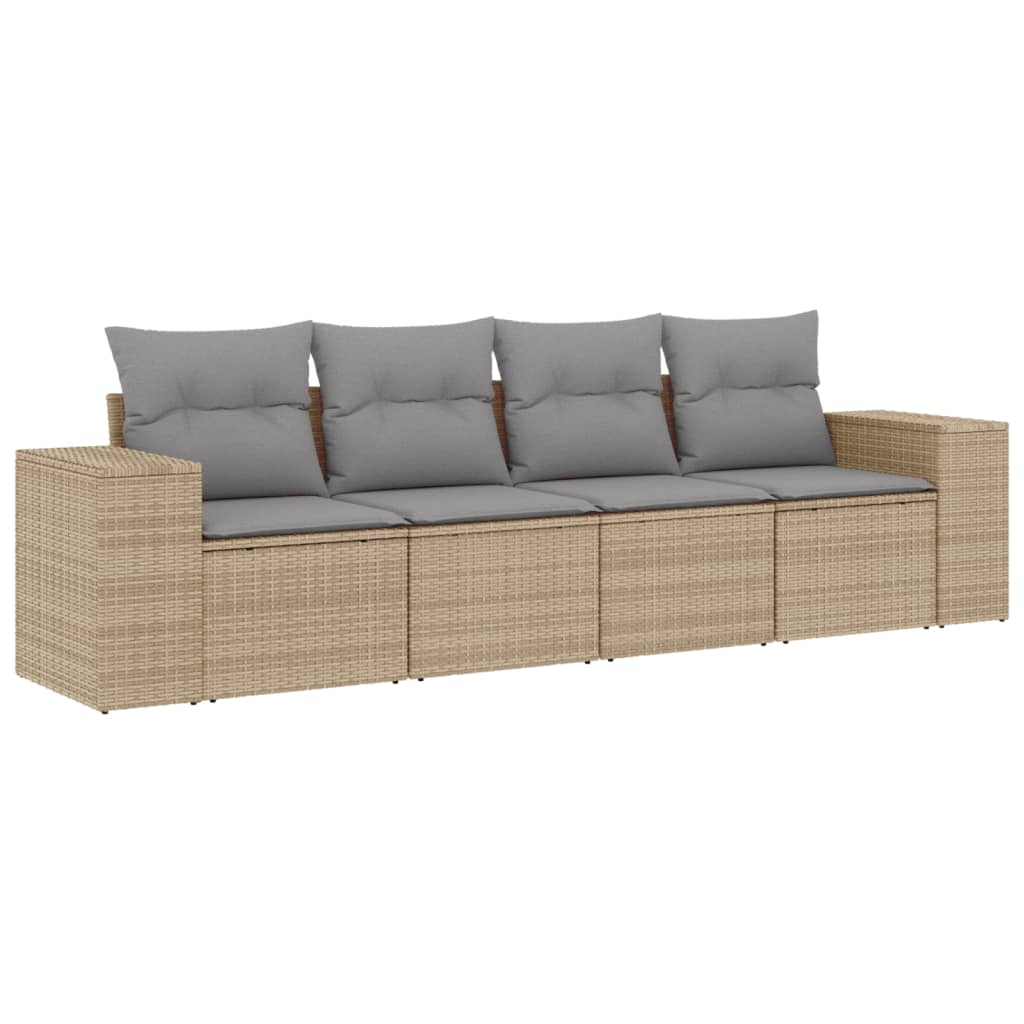 sofasæt til haven 4 dele med hynder polyrattan beige