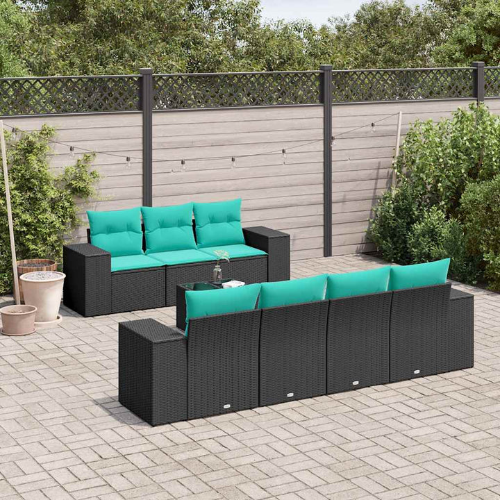 8-delt havesofasæt med hynder sort polyrattan