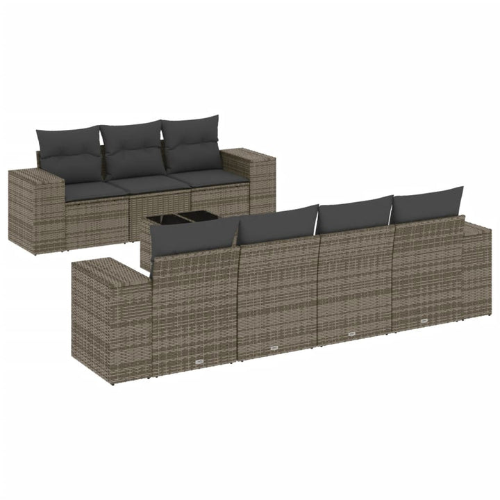 sofasæt til haven 8 dele med hynder polyrattan grå