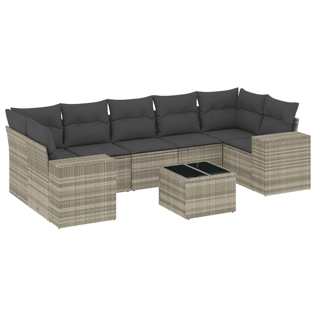 sofasæt til haven 8 dele med hynder polyrattan lysegrå