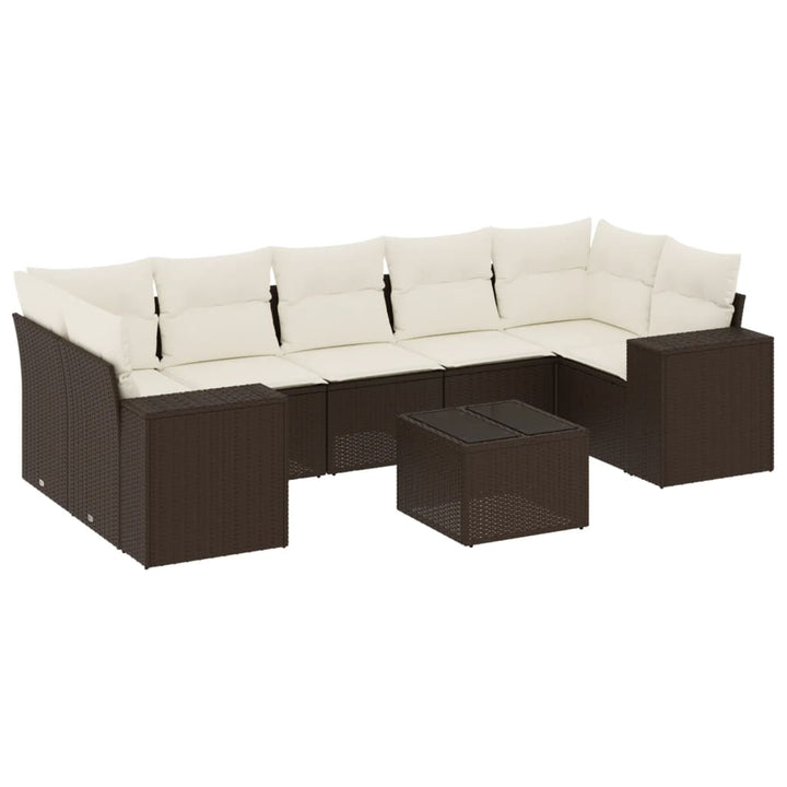 sofasæt til haven 8 dele med hynder polyrattan brun