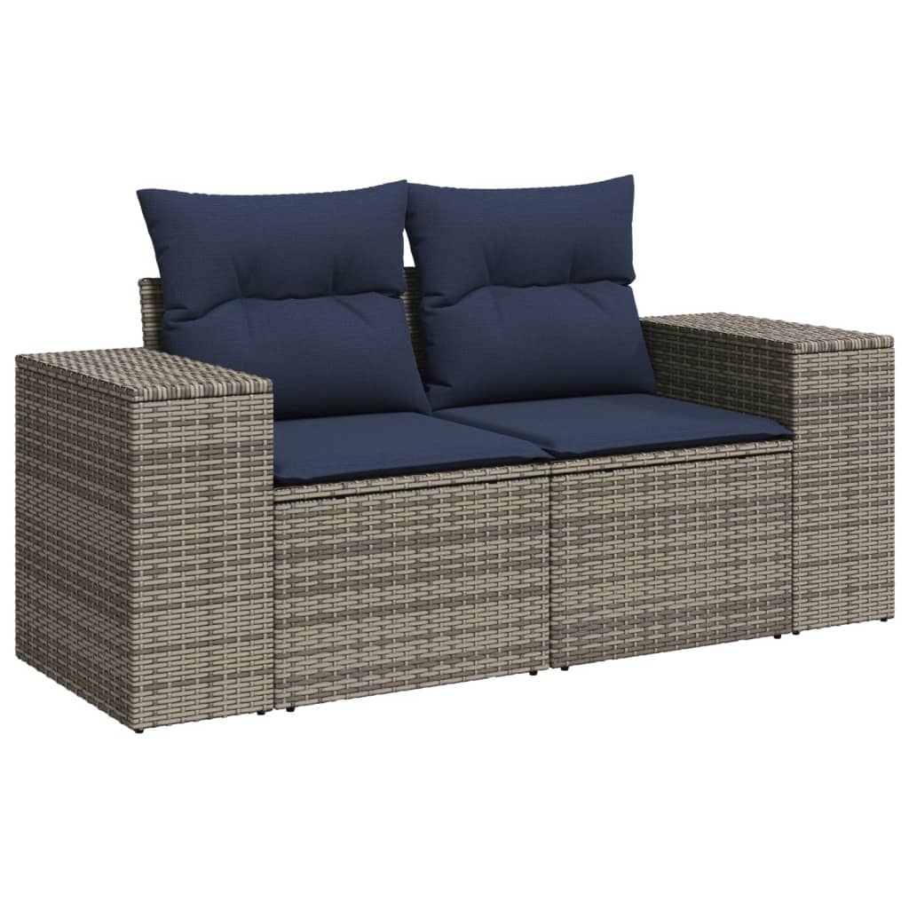 havesofasæt med 4 dele og hynder grå polyrattan