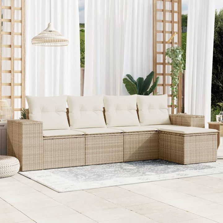 sofasæt til haven 5 dele med hynder polyrattan beige