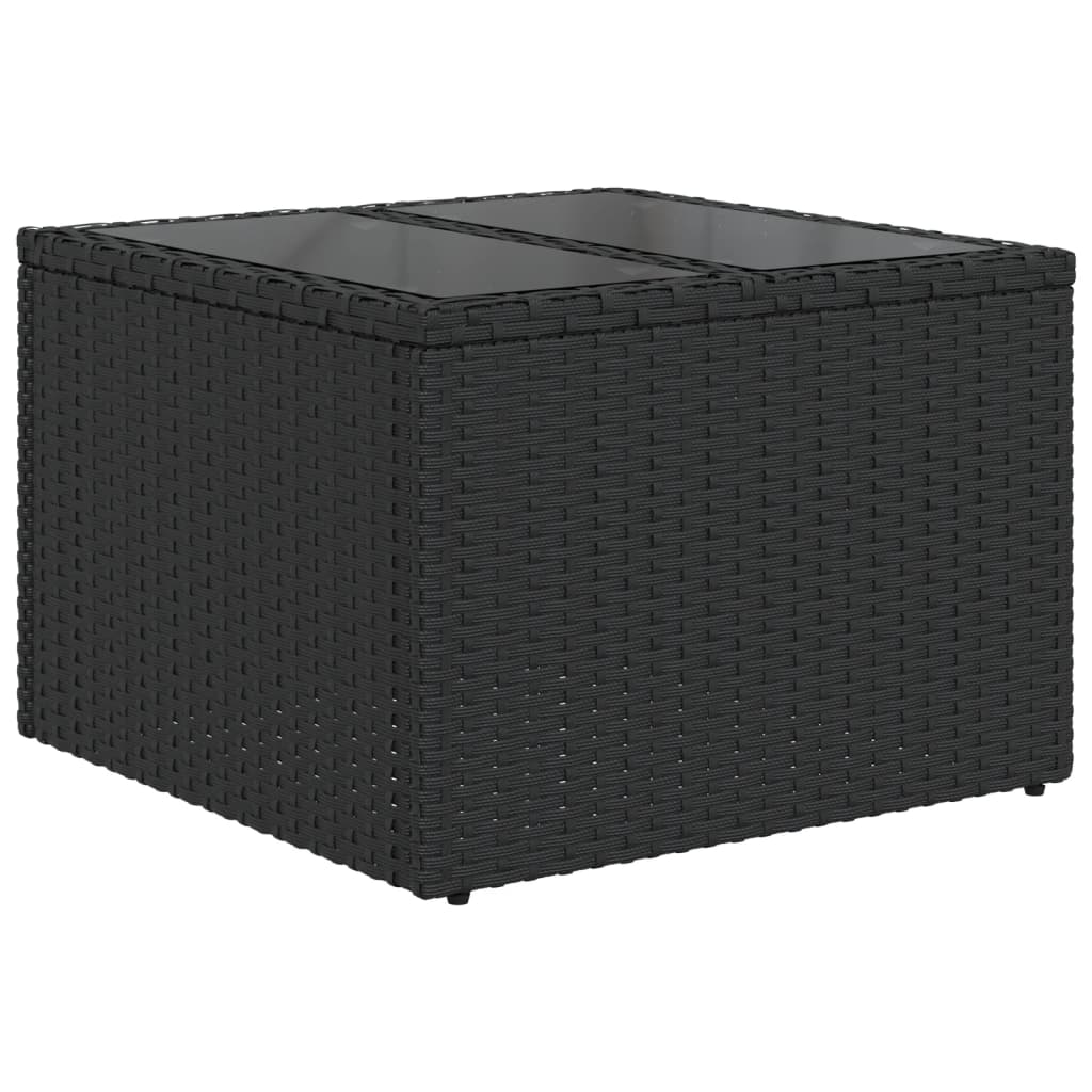 havesofasæt med 6 hynder sort polyrattan
