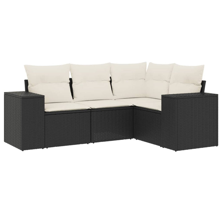 sofasæt til haven 4 dele med hynder polyrattan sort