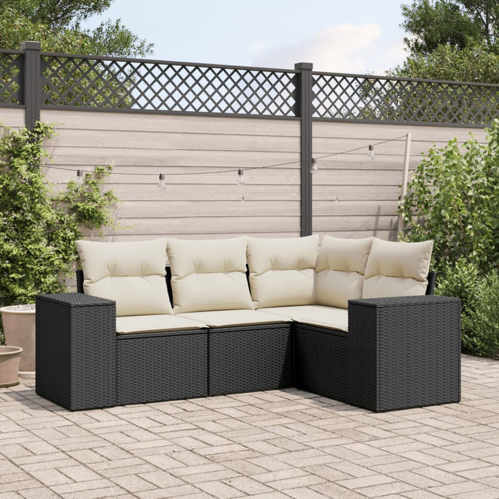 sofasæt til haven 4 dele med hynder polyrattan sort