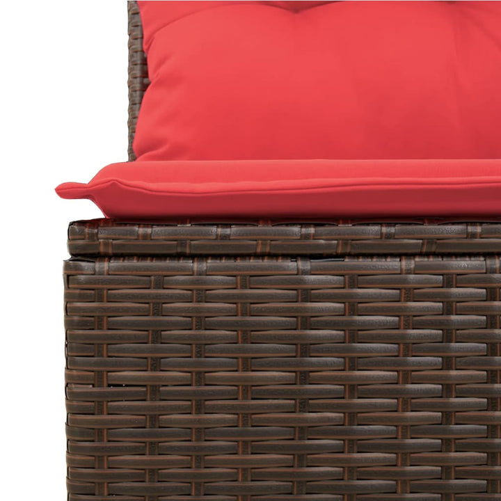 havesofasæt med 5 dele og hynder brun polyrattan
