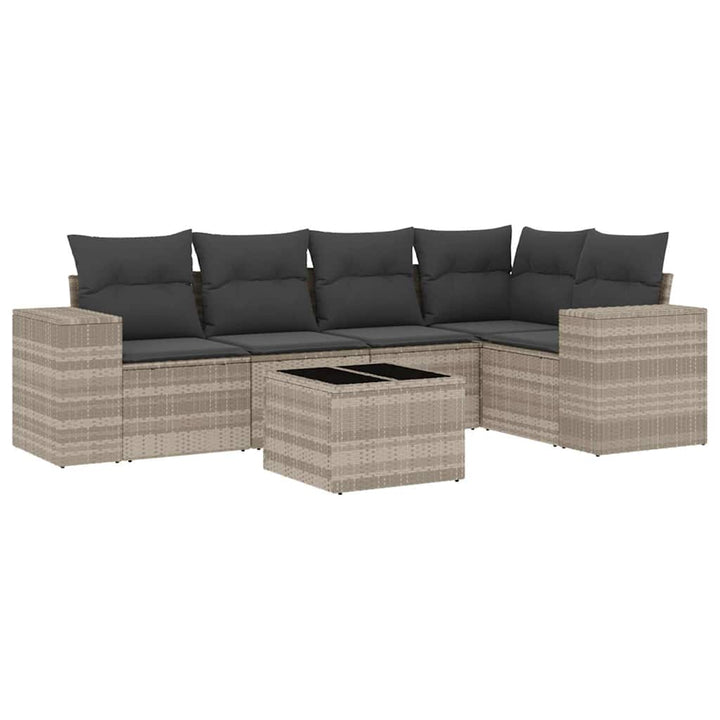sofasæt til haven 6 dele med hynder polyrattan lysegrå