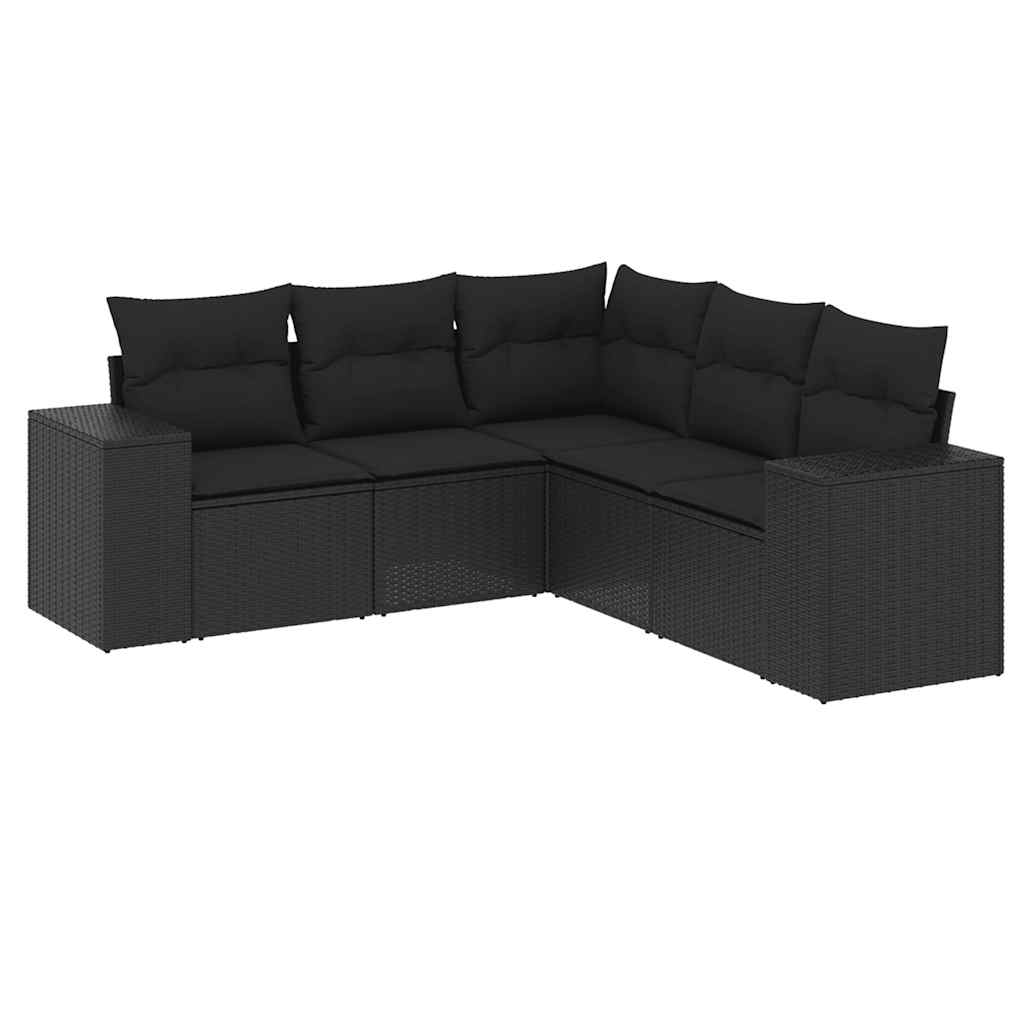 sofasæt til haven 5 dele med hynder polyrattan sort