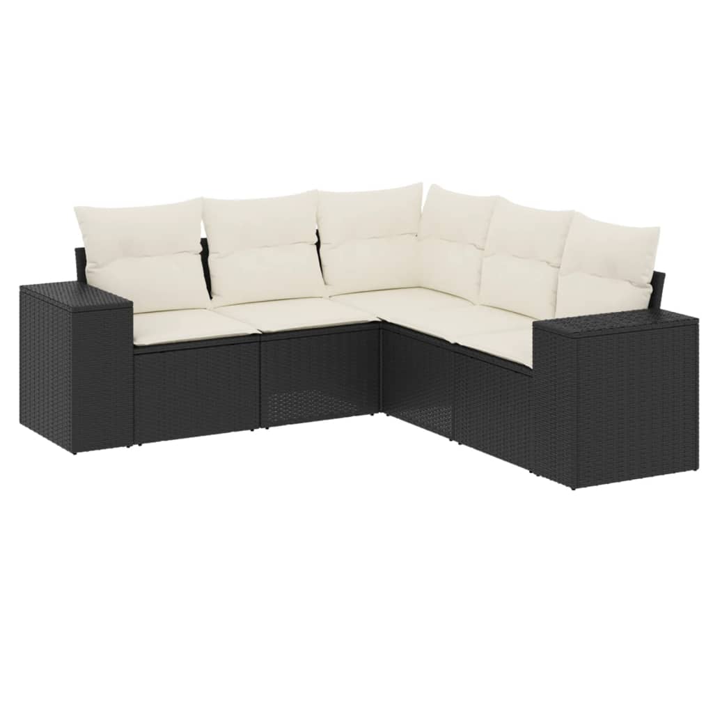 sofasæt til haven 5 dele med hynder polyrattan sort