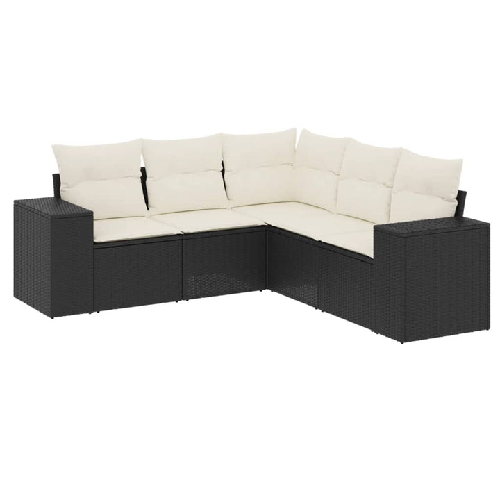 sofasæt til haven 5 dele med hynder polyrattan sort