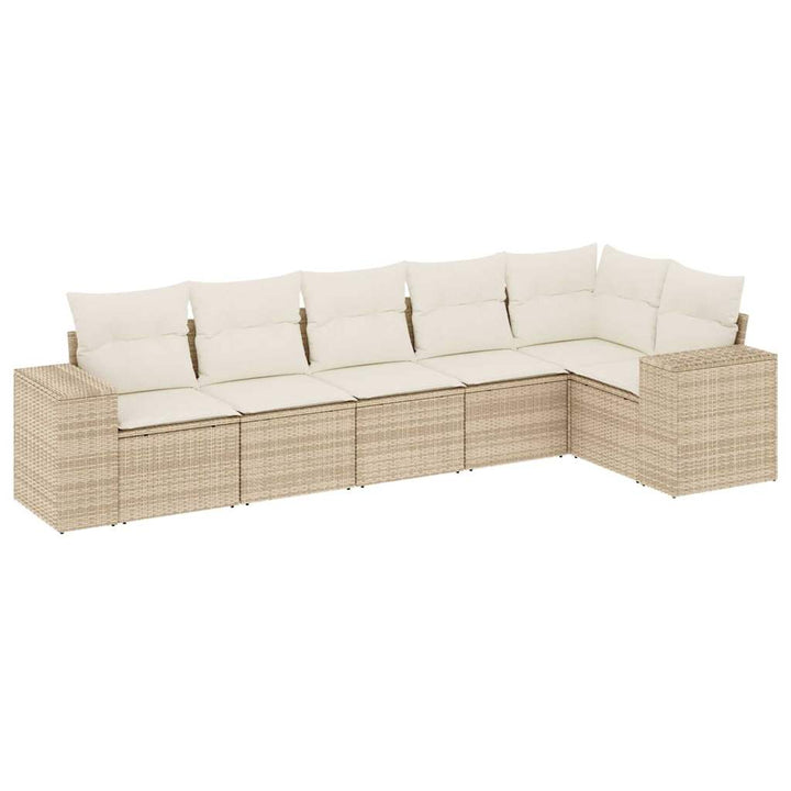 sofasæt til haven 6 dele med hynder polyrattan beige