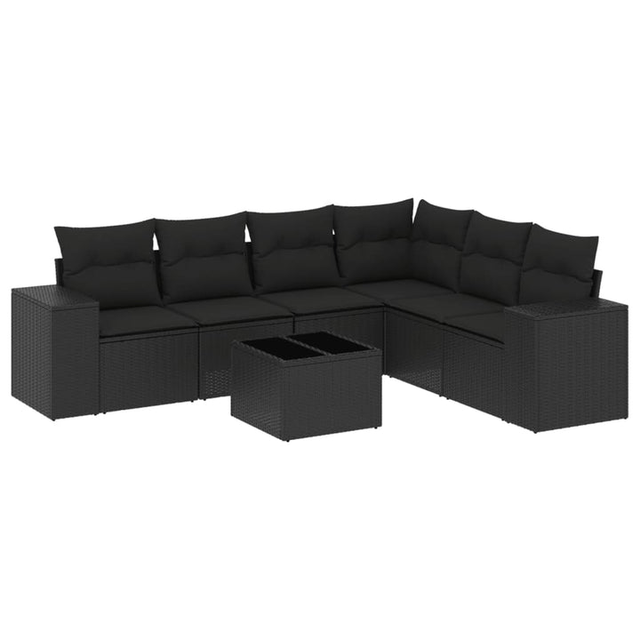 sofasæt til haven 7 dele med hynder polyrattan sort