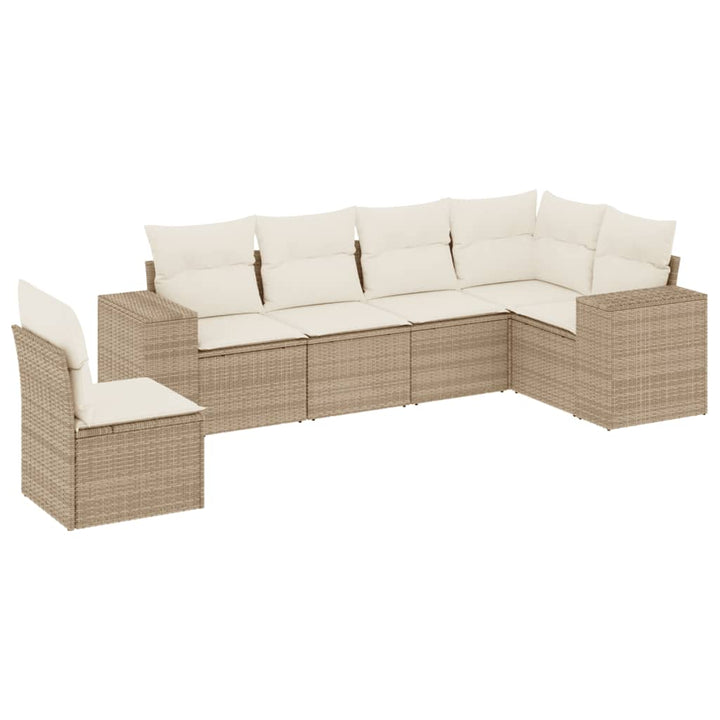 sofasæt til haven 6 dele med hynder polyrattan beige