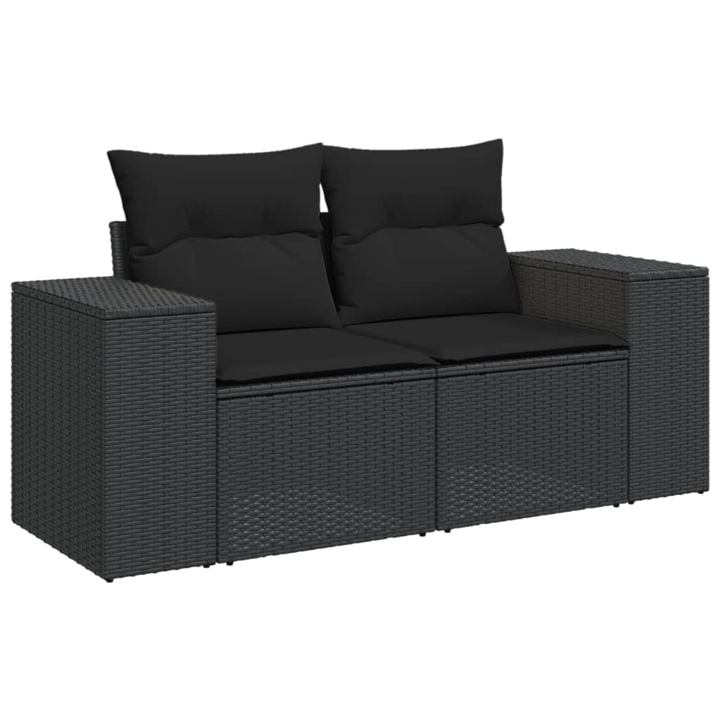 sofasæt til haven 7 dele med hynder polyrattan sort