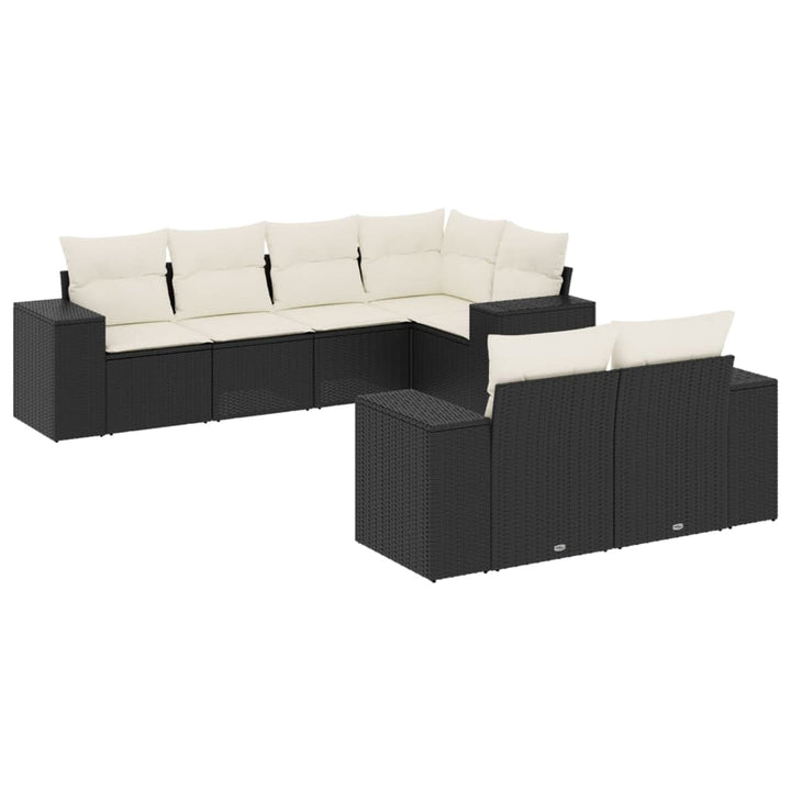 sofasæt til haven 7 dele med hynder polyrattan sort