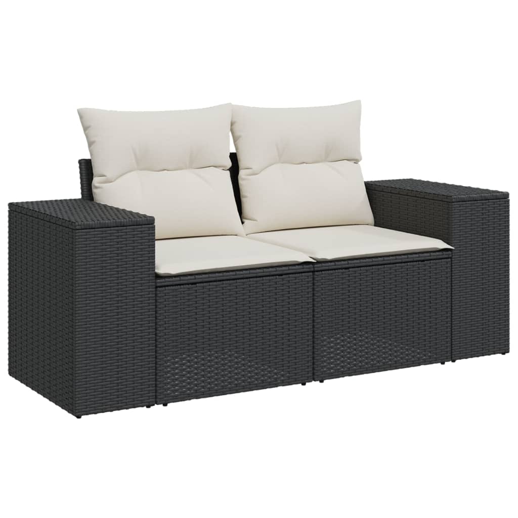 sofasæt til haven 7 dele med hynder polyrattan sort