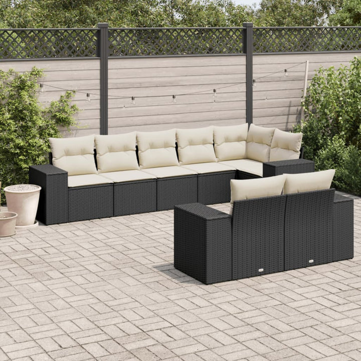 sofasæt til haven 8 dele med hynder polyrattan sort